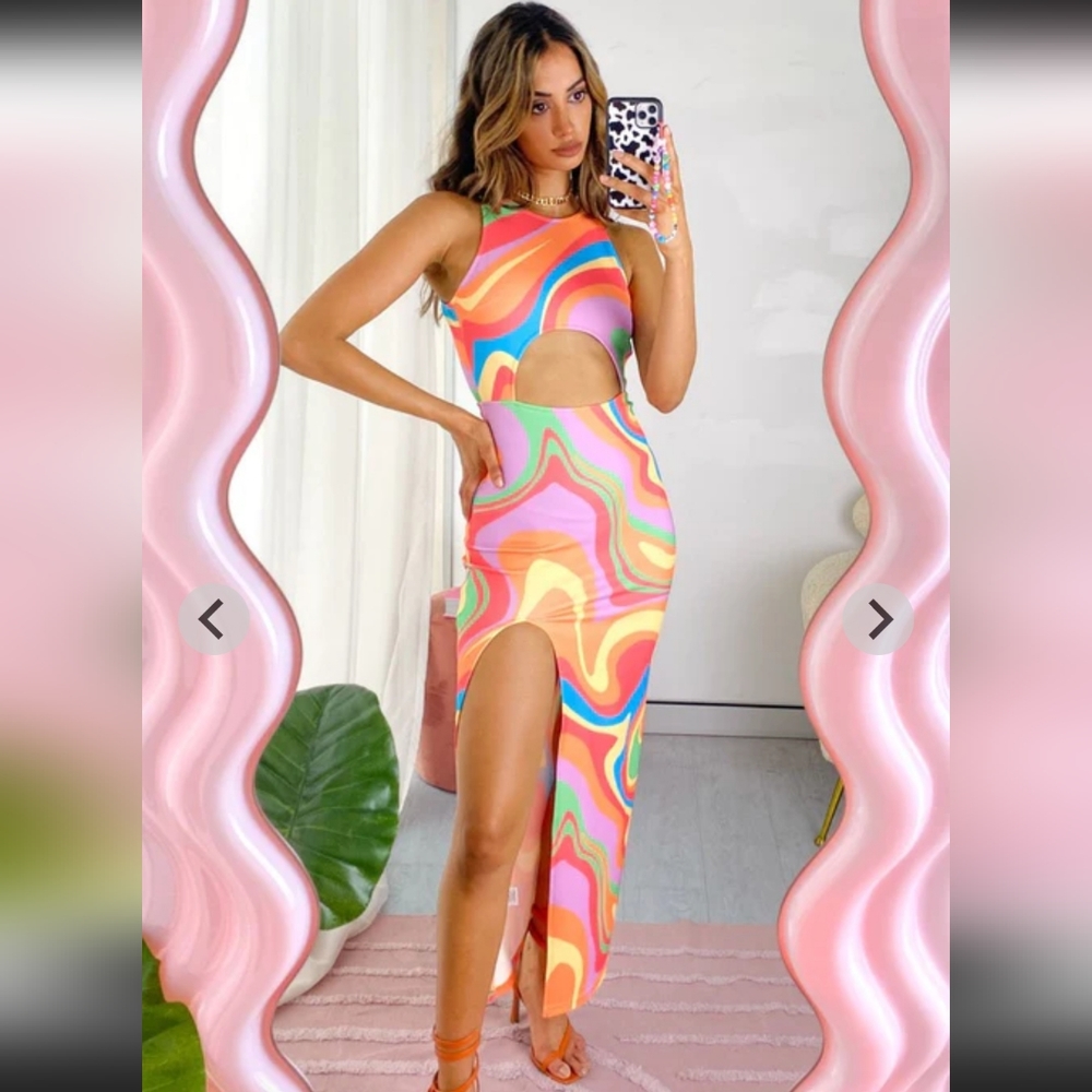 RARE SOLD OUT NWT "New News Multi Maxi Dress"